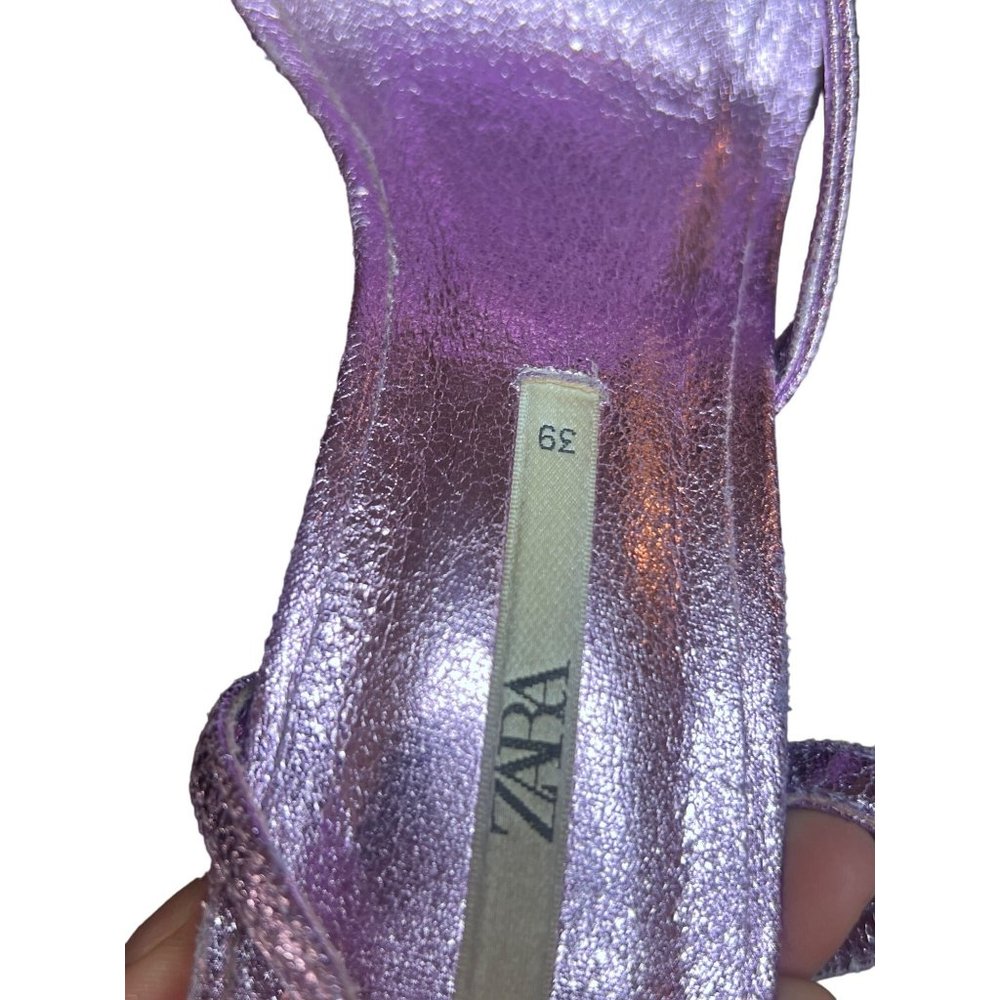 ZARA metallic purple foil platform heeled sandal size 39 - Picture 14 of 15